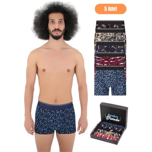 Erkek Pamuklu Likralı Boxer 5'li Premium Paket Çeyizlik Özel Dizayn