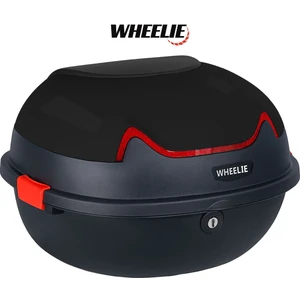 XT11-B 28 Litre Motosiklet Arka Çanta Siyah Parlak Su Geçirmez ABS Top Case Çift Kilitleme Üniversal