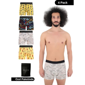 Erkek Desenli Renkli Pamuklu Boxer 4'lü Paket