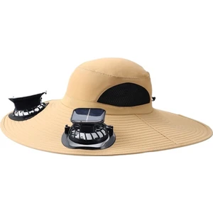 Güneşlikli Fan Şapka Erkek Yazlık Açık Hava Dağcılık Balıkçılık Şapkası Nefes Alabilen Hızlı Kuruyan Güneş Korumalı Şapka [haki] (Yurt Dışından)