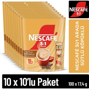 Nescafé 3ü1 Arada Sütlü Köpüklü Çözünebilir Kahve 10 x 1'gr paket (10x17,4g)