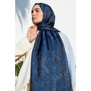 Soler Desen Shine Line Şal Siyah-Indigo