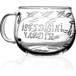 Kişiye Özel Isimli Kulplu Borosilikat Cam Kupa Bardak 410CC