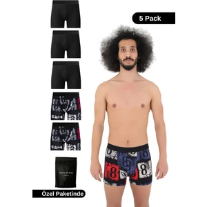 Erkek 5'li Desenli Renkli Pamuklu Premium Paket Boxer