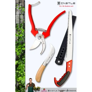 LZ-K20 Budama Makası Budama Testeresi ve Aşı Çakısı Bıçağı Bahçe Seti 3'lü Set