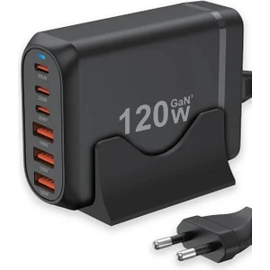 120W Gan³ Çoklu USB Hızlı Şarj Adaptörü | 6 Port Pd & Qc 3.0 Destekli Masaüstü Şarj Cihazı