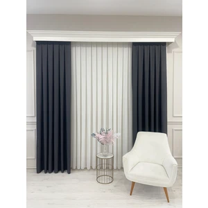 Füme Gri Renk Keten Görünümlü 1/3 Sık Pile Fon Perde