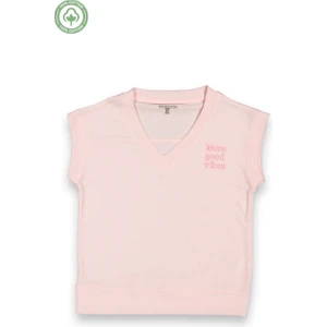 Kız Çocuk Pembe Süveter Kaşkorse V Yakalı Kolsuz Triko