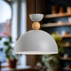 Stellara Ahşap Boncuk Detaylı Tekli Sarkıt Aydınlatma, Metal Sıvama, Ev, Ofis, Cafe, Restoran Avizeleri, E27 Duy