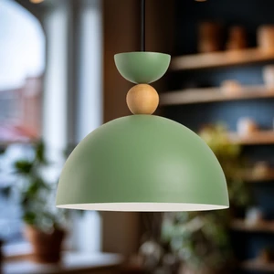 Stellara Ahşap Boncuk Detaylı Tekli Sarkıt Aydınlatma, Metal Sıvama, Ev, Ofis, Cafe, Restoran Avizeleri, E27 Duy