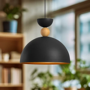 Stellara Ahşap Boncuk Detaylı Tekli Sarkıt Aydınlatma, Metal Sıvama, Ev, Ofis, Cafe, Restoran Avizeleri, E27 Duy