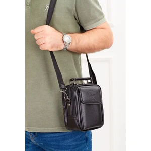 Erkek Deri Çelik Kasalı Kapaklı Omuz ve El Çantası (15X19CM) NEWPOLO189 - Siyah