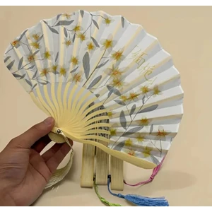 Tasarımlı Retro Bambu Katlanır Yelpaze - Japon Tarzı El Yelpazesi