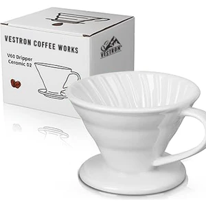 Beyaz V60 02 Dripper Seramik Kahve Demleme Ekipmanı Filtre Kahve (White Ceramic)