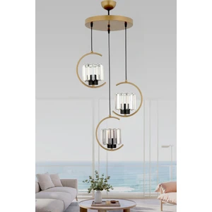 ESSLİGHT EFTAL 3 LÜ ESKİTME SARKIT AVİZE (KRİSTAL TAŞLI) SALON MUTFAK YATAK ODASI GENÇ ODASI OFİS
