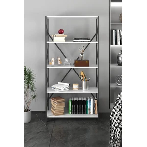 5 Raflı Dekoratif Kitaplık 180 cm Beyaz
