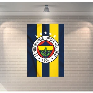 Fenerbahçe Logo Sarı Lacivert Bayrak Dekoratif Ahşap Poster