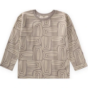 Uzun Kollu Desenli T-Shırt 3-12 Yaş Bej