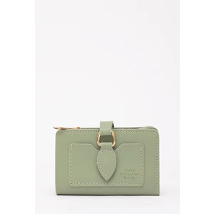 Mint Yeşil SHK66 Damla Tokalı Çıtçıtlı Ön Cepli Bozuk ve Kağıt Para Bölmeli Kartlıklı Şık Cüzdan