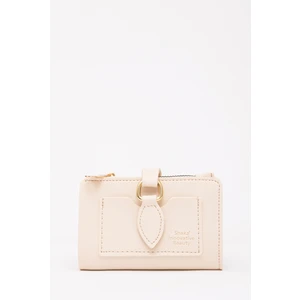 Krem SHK66 Damla Tokalı Çıtçıtlı Ön Cepli Bozuk ve Kağıt Para Bölmeli Kartlıklı Şık Cüzdan