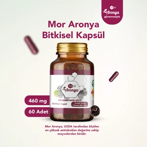 Mor Aronya Bitkisel Kapsül 60 Adet Aronya Ekstraktı İçeren Antioksidan Takviye Edici Gıda Spray Dry