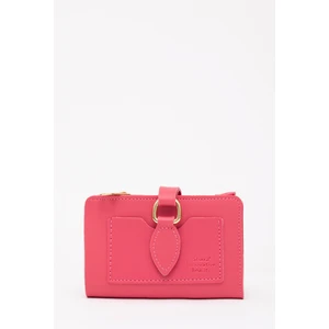 Fuşya SHK66 Damla Tokalı Çıtçıtlı Ön Cepli Bozuk ve Kağıt Para Bölmeli Kartlıklı Şık Cüzdan