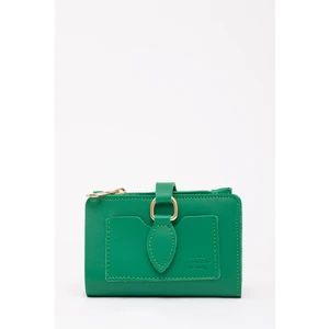 Çimen Yeşili SHK66 Damla Tokalı Çıtçıtlı Ön Cepli Bozuk ve Kağıt Para Bölmeli Kartlıklı Şık Cüzdan