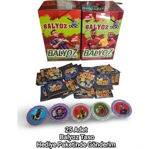 Balyoz Taso 25 Adet Futbolcu Tasoları | Hediye Paketinde ve Mini Oyuncak Hediyeli Oyun Seti