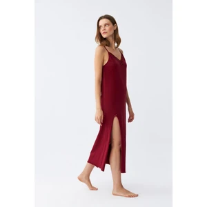 Kadın Ip Askılı Bordo Uzun Gecelik 901