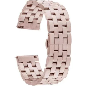 Xiaomi Watch S1 Active Uyumlu 22MM Bakla Görünümlü Metal Kordon-20 Rose Gold