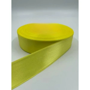 Saten Kurdele 4 cm Sarı Renk 10 Metre Süsleme, Solmayan Gül