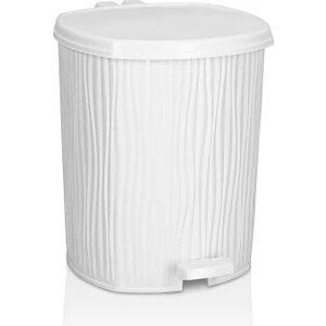 Plastik Beyaz Dalga Model Pedallı Çöp Kovası 20 Lt ( Iç Kovalı )