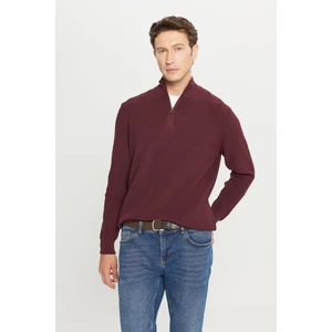 Pamuklu Standart Fit Normal Kesim Bato Yaka Jakarlı Triko Kazak