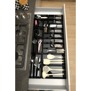 Parlak Siyah (Piano Black) 19'lu Set Modüler Çekmece Içi Kaşıklık Organizer Düzenleyici