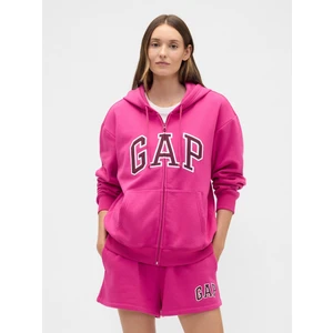 Kadın Pembe Gap Logo Fleece Fermuarlı Sweatshirt