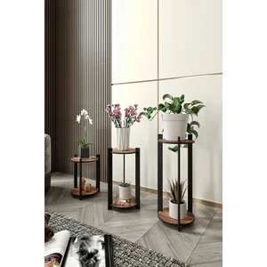 3'lü Yuvarlak Çiçeklik Saksılık Ceviz