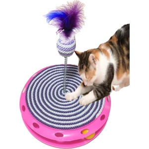 TİNEKE Tek Katlı Kedi Oyuncağı ve Tırmalama MOR BEYAZ