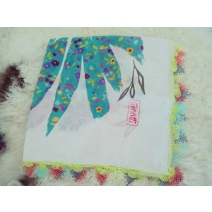 ve Reyhan %100 Pamuk Yazma Üzerine Tamamı El Işi Dört Tarafı Oyalı Yazma, Eşarp, Mevlit Örtüsü 100 x 100CM