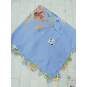 ve Reyhan %100 Pamuk Yazma Üzerine Tamamı El Işi Dört Tarafı Oyalı Yazma, Eşarp, Mevlit Örtüsü 100 x 100CM