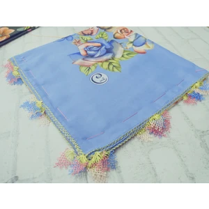 ve Reyhan %100 Pamuk Yazma Üzerine Tamamı El Işi Dört Tarafı Oyalı Yazma, Eşarp, Mevlit Örtüsü 100 x 100CM