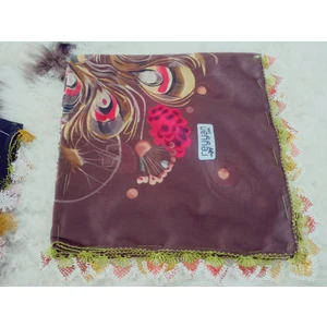 ve Reyhan %100 Pamuk Yazma Üzerine Tamamı El Işi Dört Tarafı Oyalı Yazma, Eşarp, Mevlit Örtüsü 100 x 100CM