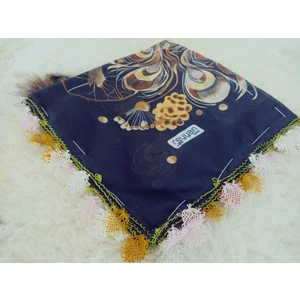 ve Reyhan %100 Pamuk Yazma Üzerine Tamamı El Işi Dört Tarafı Oyalı Yazma, Eşarp, Mevlit Örtüsü 100 x 100CM