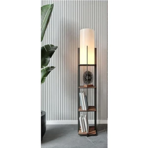 Quattro Dekoratif Raflı Lambader Ceviz