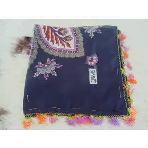 ve Reyhan %100 Pamuk Yazma Üzerine Tamamı El Işi Dört Tarafı Oyalı Yazma, Eşarp, Mevlit Örtüsü 100 x 100CM