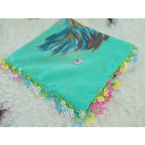 ve Reyhan %100 Pamuk Yazma Üzerine Tamamı El Işi Dört Tarafı Oyalı Yazma, Eşarp, Mevlit Örtüsü 100 x 100CM