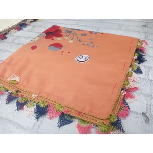 ve Reyhan %100 Pamuk Yazma Üzerine Tamamı El Işi Dört Tarafı Oyalı Yazma, Eşarp, Mevlit Örtüsü 100 x 100CM