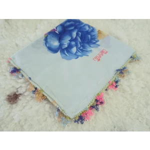 ve Reyhan %100 Pamuk Yazma Üzerine Tamamı El Işi Dört Tarafı Oyalı Yazma, Eşarp, Mevlit Örtüsü 100 x 100CM