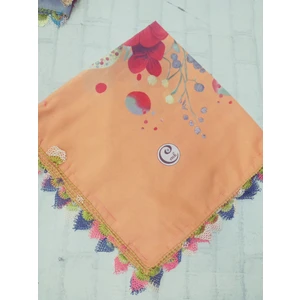 ve Reyhan %100 Pamuk Yazma Üzerine Tamamı El Işi Dört Tarafı Oyalı Yazma, Eşarp, Mevlit Örtüsü 100 x 100CM