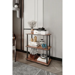 3 Katlı Dekoratif Diktörtgen Kitaplık Ceviz