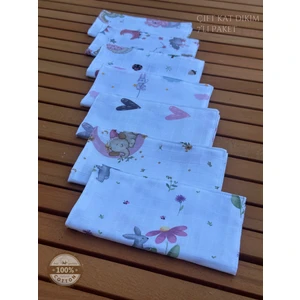 Fulya Tuhafiye  Müslin Ağız Mendili , Ağız Bezi , Ter Mendili Pamuk Çift Katlı 7'li PAKET 22X20 CM